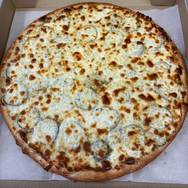4 cut Pickle Pizza.